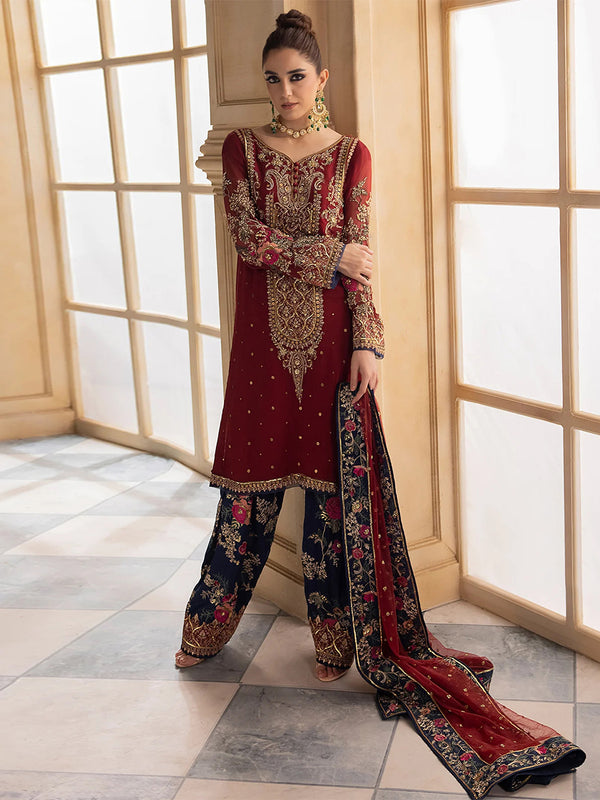 3 Piece Unstitched Hand Embellished Chiffon Suit | DJW-02